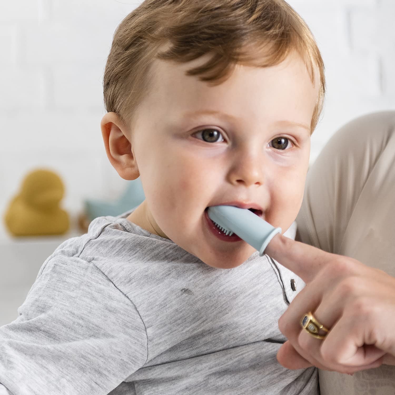 Nattou Set di 2 spazzolini da denti per bambini blu petrolio e blu acqua