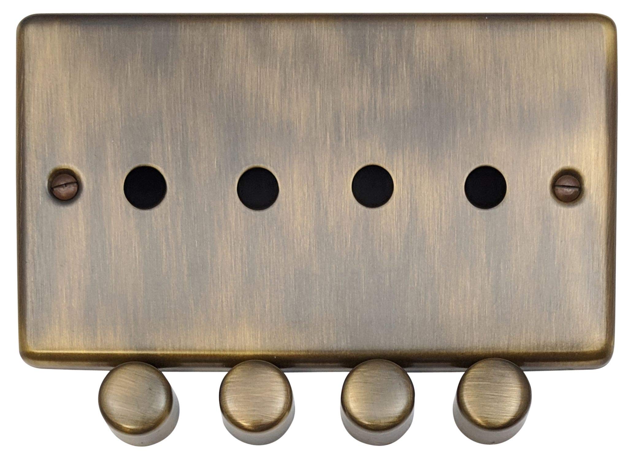 G&H Brassware Bronze G&H Cab14-Pk Standard Plate Antique 4 Gang Dimmer Plate Only Inc Dimmer Knobs