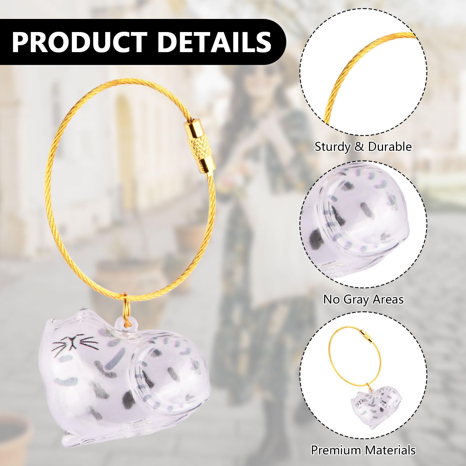 Lot de 6 Porte-Clés en Poils de Chat, Capsules Commémoratives en Acrylique Transparent, Boîte de Rangement pour Poils d’animaux, Idée Cadeau DIY pour Amoureux des Animaux