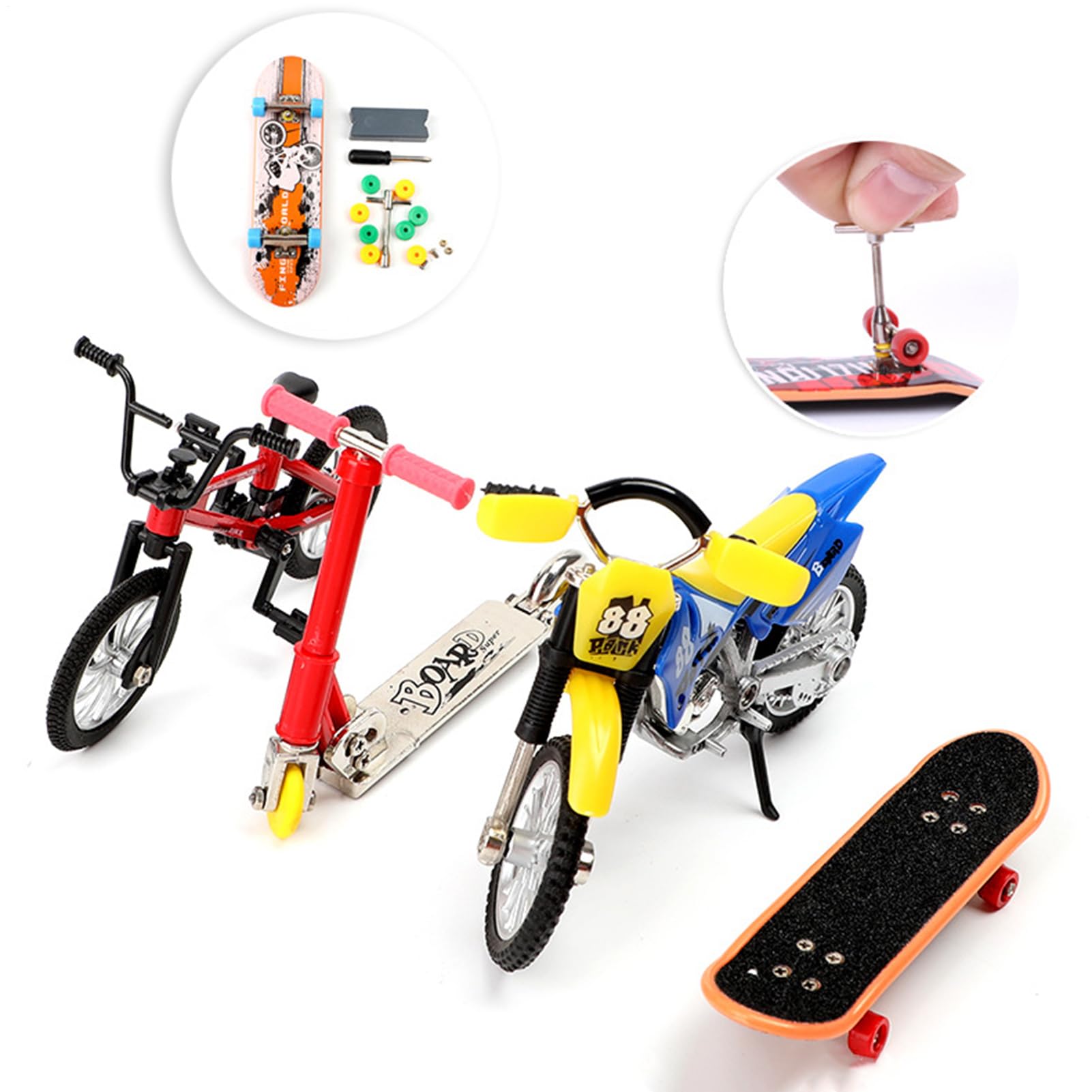 Mini Fingerboard Skate Kit - Finger Skate Toy Con Herramienta Tecnológica | Accesorios De Reparación, Conjunto De Ejercicios De Control De Acrobacias | Emocionante juego de deportes de bricolaje para