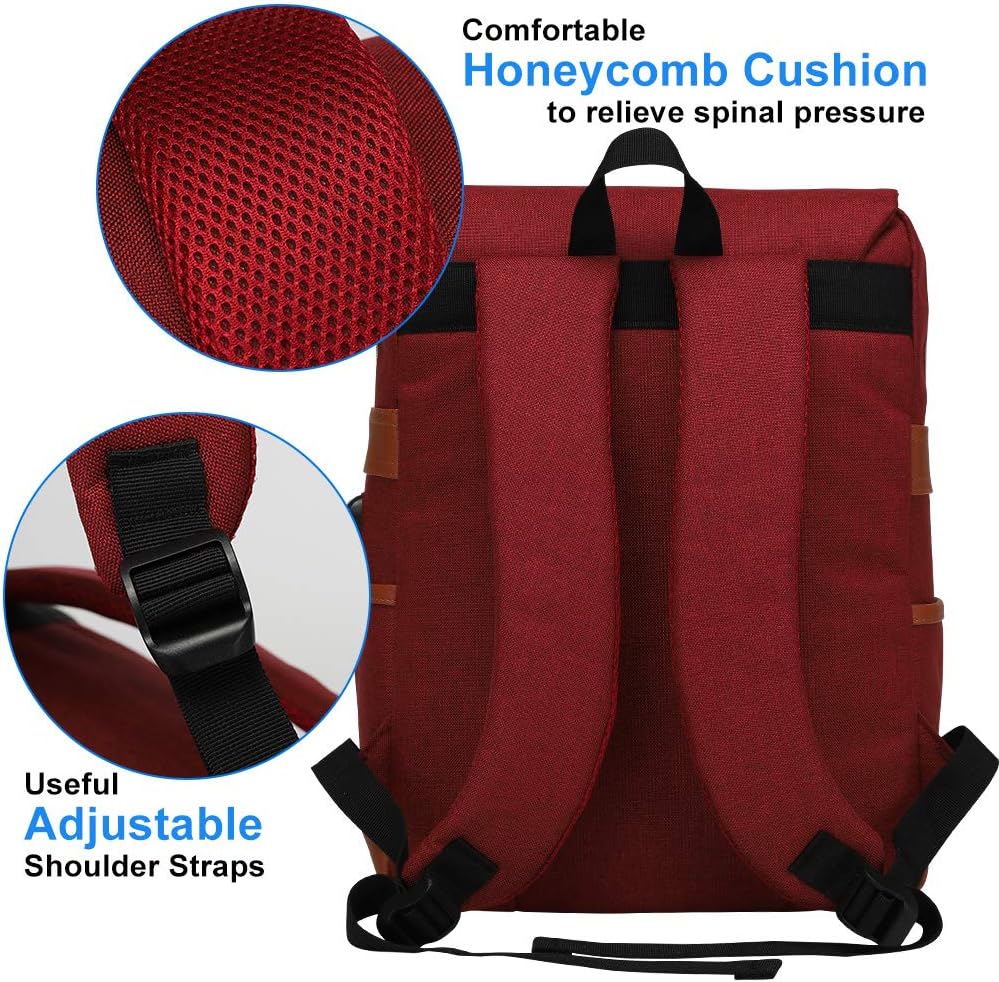 ❤ Crаzу Dеаlѕ Modoker Upgraded Vintage Laptop Backpack College Bag Gifts for Women Men, Slim Travel Backpack School Bookbag with USB Charging Port Casual Rucksack Daypack Fits 15 Inch Notebook, Red Onе-Dау Sаlе: Uр tо 70% оƒƒ Modoker Upgraded Vintage Laptop Backpack College Bag Gifts for Women Men, Slim Travel Backpack School Bookbag with USB Charging Port Casual Rucksack Daypack Fits 15 Inch Notebook, Red