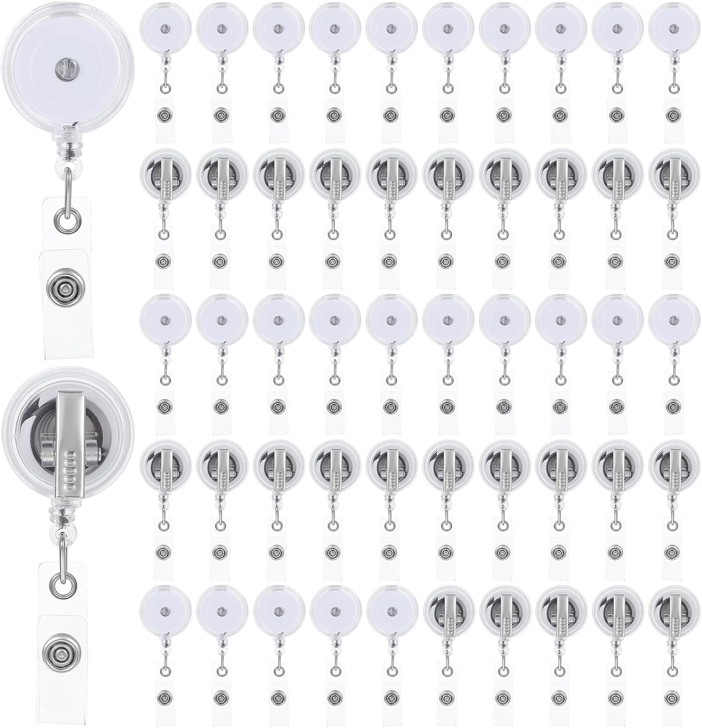 50Pcs Retractable Badge Holders Clip Bulk Blank Badge Reels with Swivel Alligator Clip for Students Teachers Office Workers
