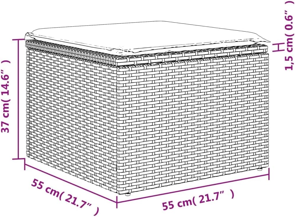 vidaXL Patio Sofa Set 7 Piece Black Poly Rattan with Blue Cushions - Weather- Outdoor Garden Furniture with Modular Design and Foldable Side Tables