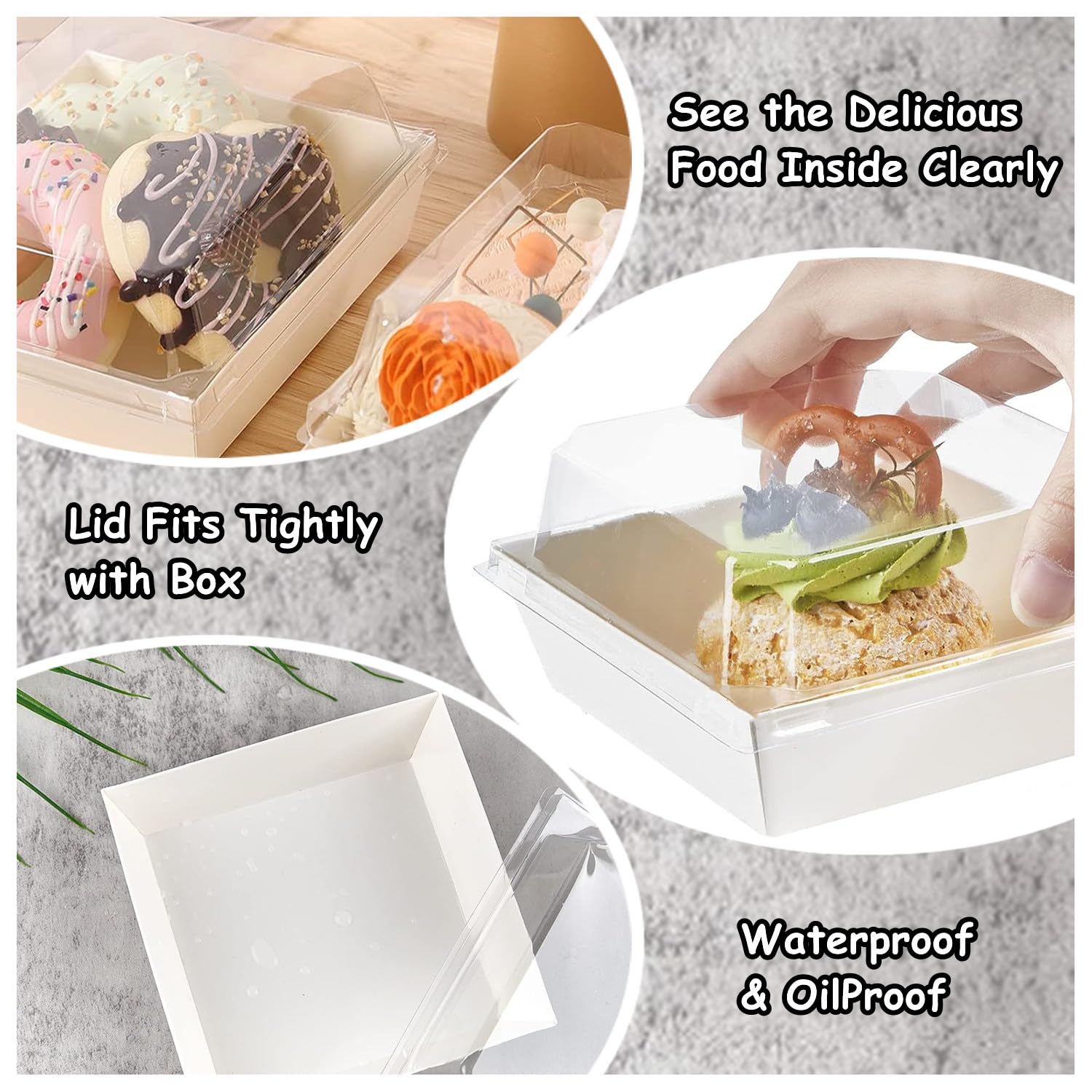 60 Stück Valentinstag Charcuterie Boxen – To-Go Dessertboxen 19,1 Cm, Rosa, Mit Deckel