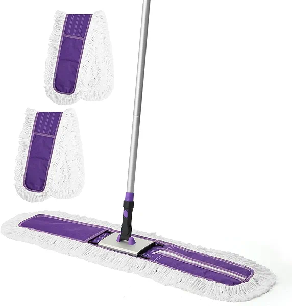 Yocada 36 inch Commercial Dust Mop Industrial Floor Mop for Cleaning Office Garage Hardwood Warehouse Factory Mall Deck 59 Inch Long Total 2 Pads