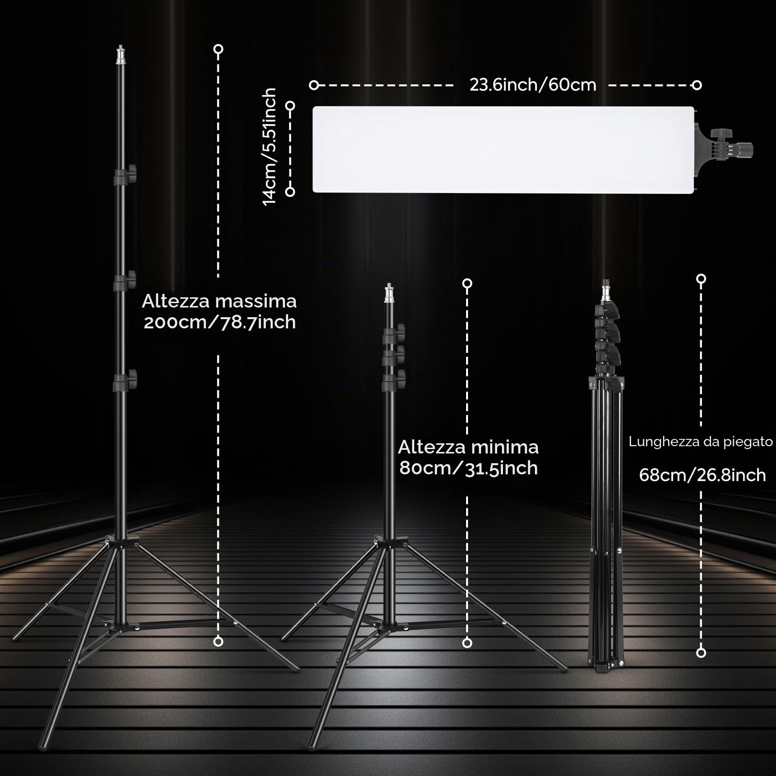 Kit di illuminazione per fotografia a schermo intero, 2500-7500 K, luce video a LED, dimmerabile, con telecomando e supporto da 2 m, per riprese YouTube, TikTok, videogiochi
