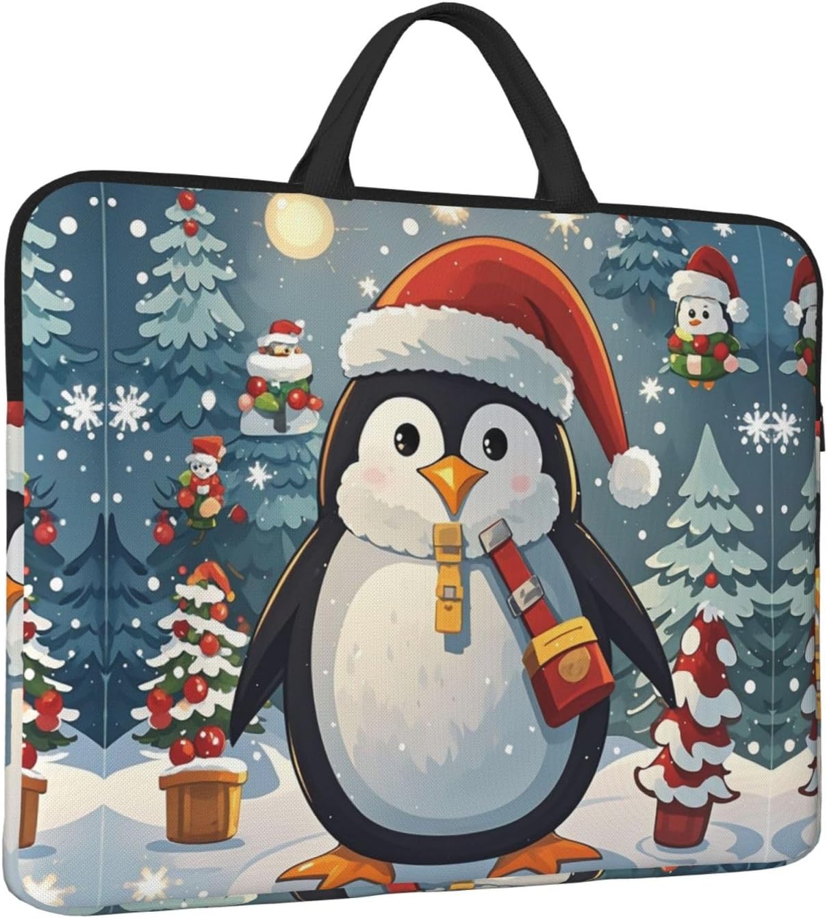 360 Protective Laptop Case 14 inch, Christmas Funny Penguin (2) Laptop Sleeve with Handle Shockproof Computer Bag Waterproof Traveling Computer Cover Notebook Case Briefcase Gifts for Men Women image 2