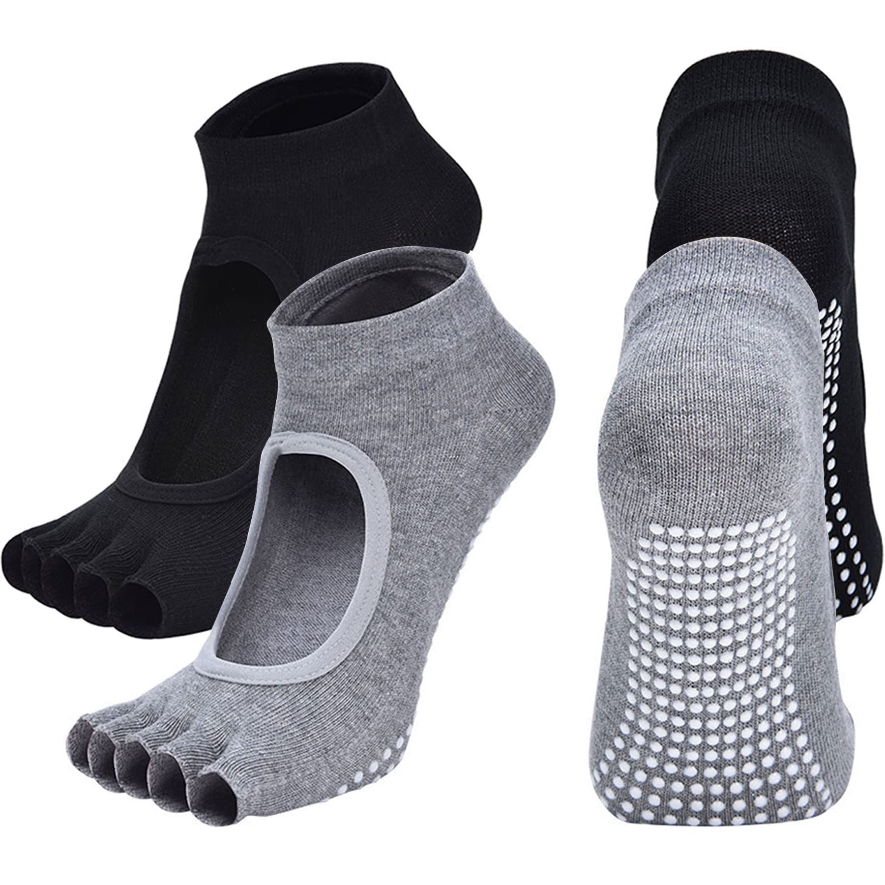 BarlouWayToeless Yoga Socks for Women Pilates Socks with Grips Cotton Non Slip Open Toe Socks for Pilates Pure Barre Ballet Dance