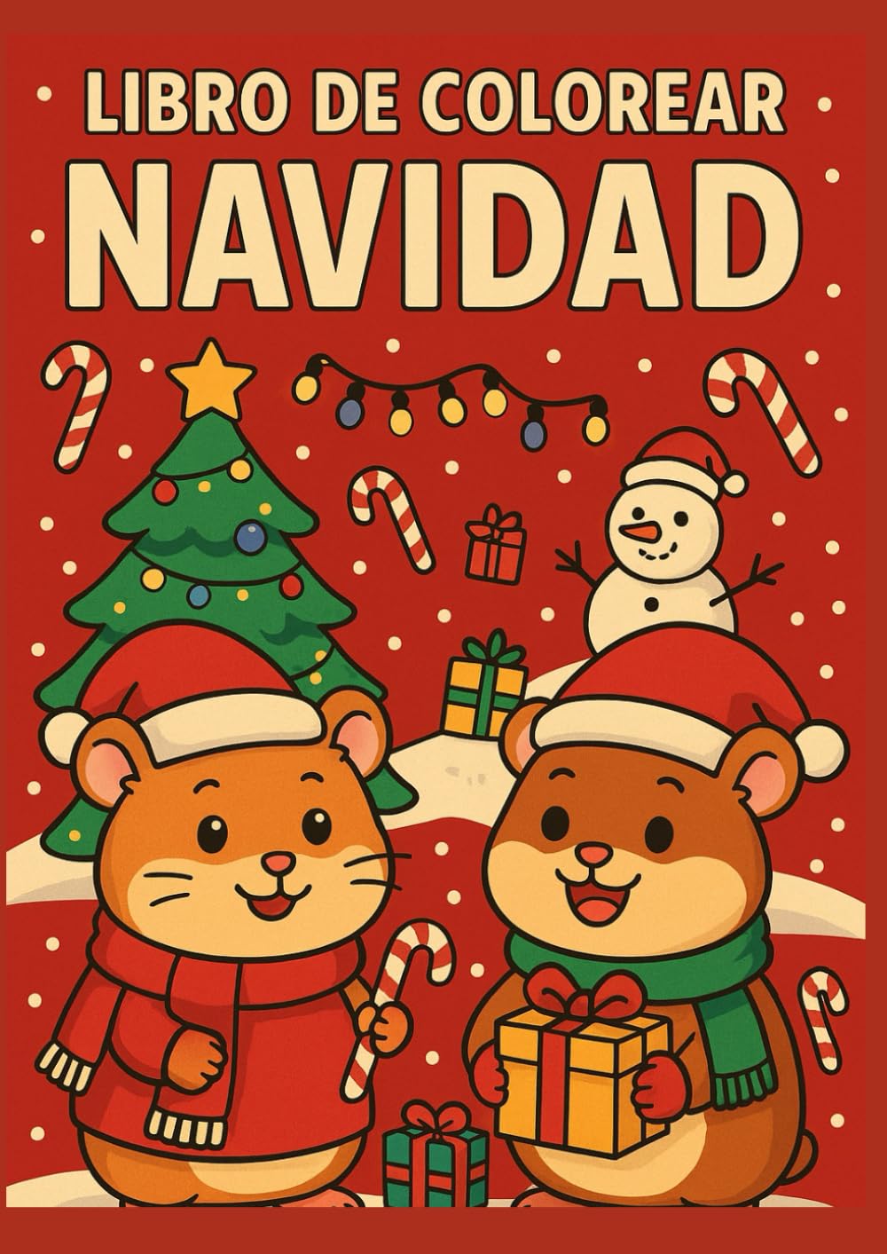 Hamsters Navidad: Libro de Colorear de Hamsters Navideños para Niños (Hamsters para colorear)