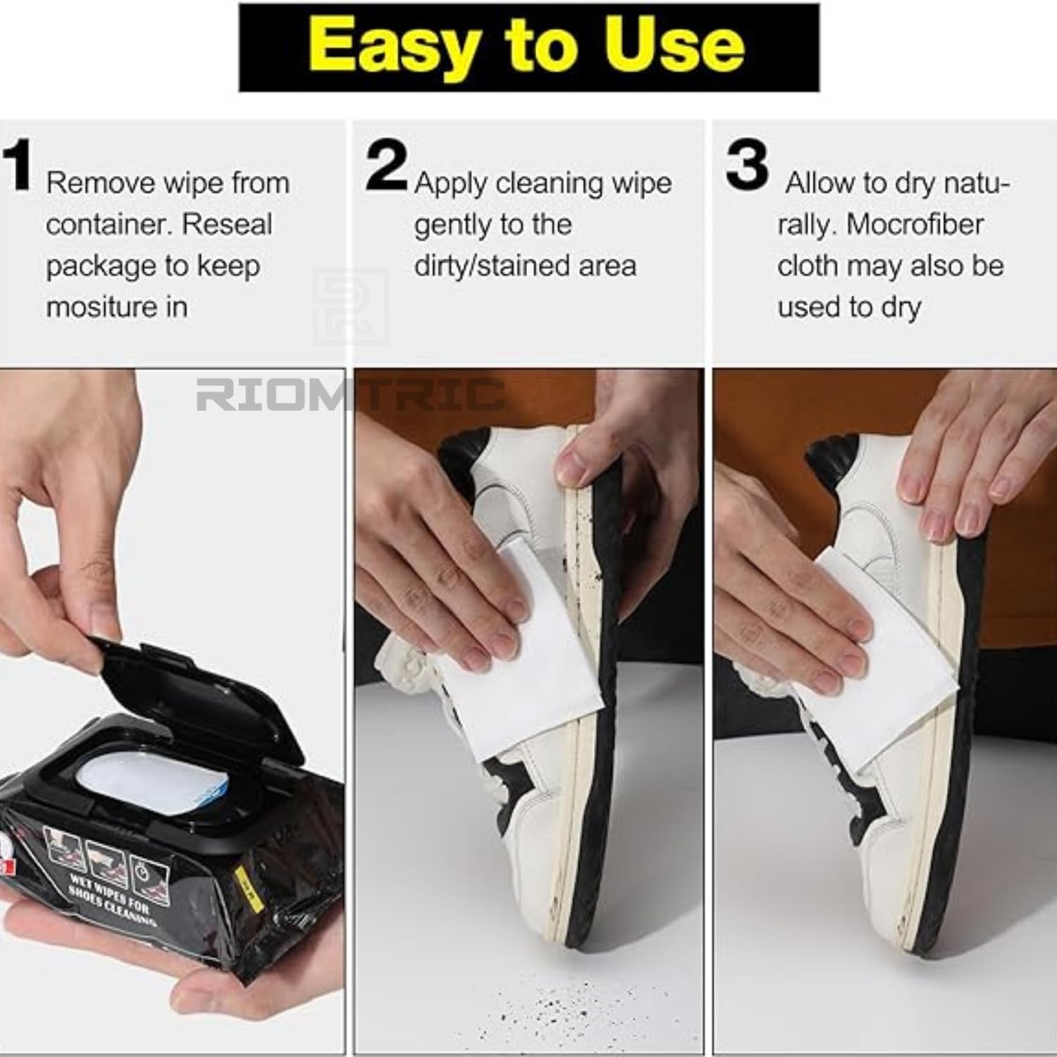 RIOMTRIC Shoe Wipes (80 + 80 Wipes) Sneaker Wipes Instant Sneaker Cleaner Shoe Cleaning Wipes for Shoes Quick Remove Dirt Stain Shoe Cleaner Wipes Shoe Wipes 2