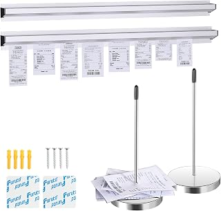 2 Pieces of 36-inch Aluminum Sliding Restaurant Order Ticket Clip Rails, with 2 Receipt Ticket Clip pins, Suitable for Restaurant, café, Kitchen, Office, bar memo Organizer
