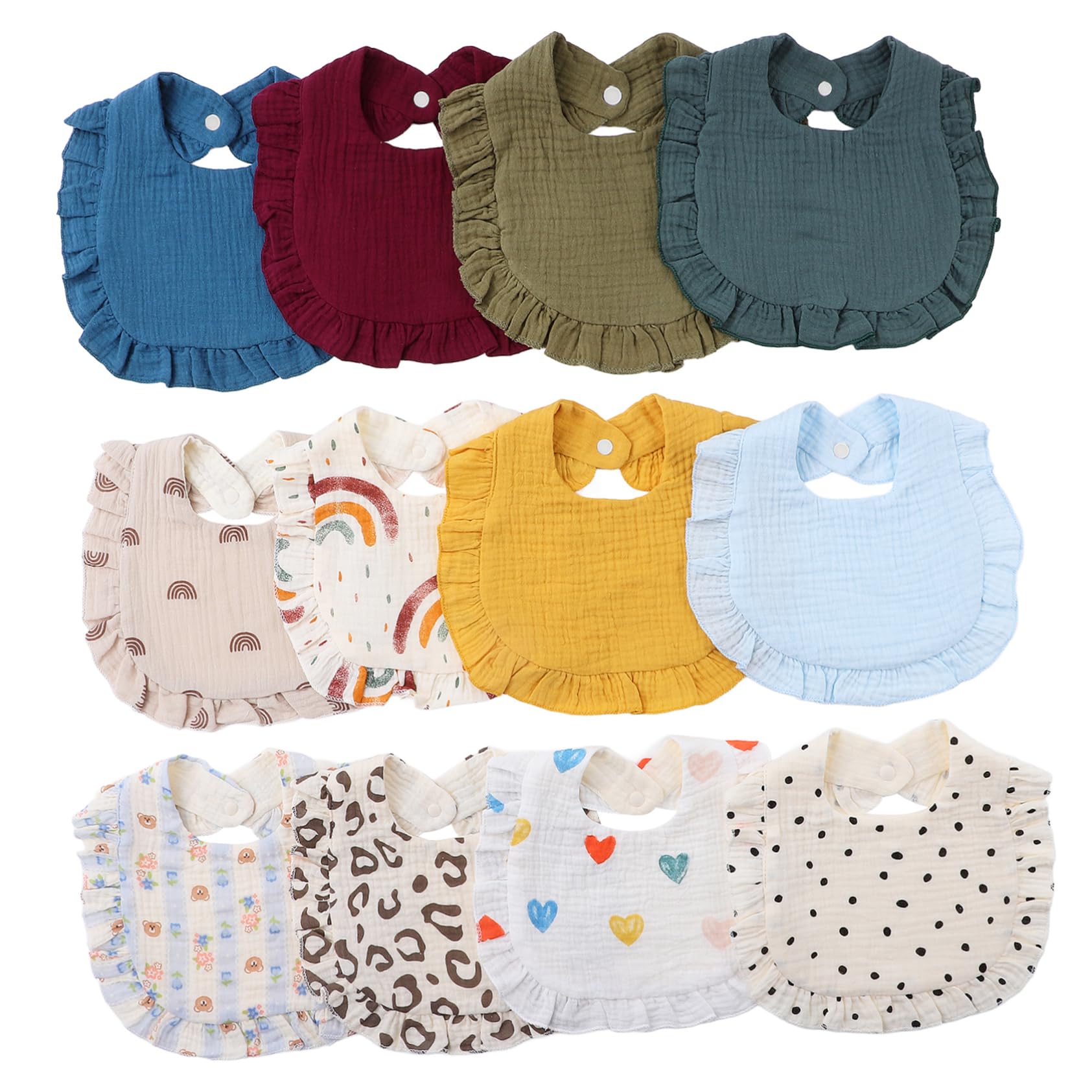 Holibanna 12pezzi Bavaglini Assorbenti Per Ragazzo Ragazza Muslin Unisex Di Bavaglini Per Ragazzo Ragazza e Morbidi e Facili Da Lavare Per Pasti e Sbavature