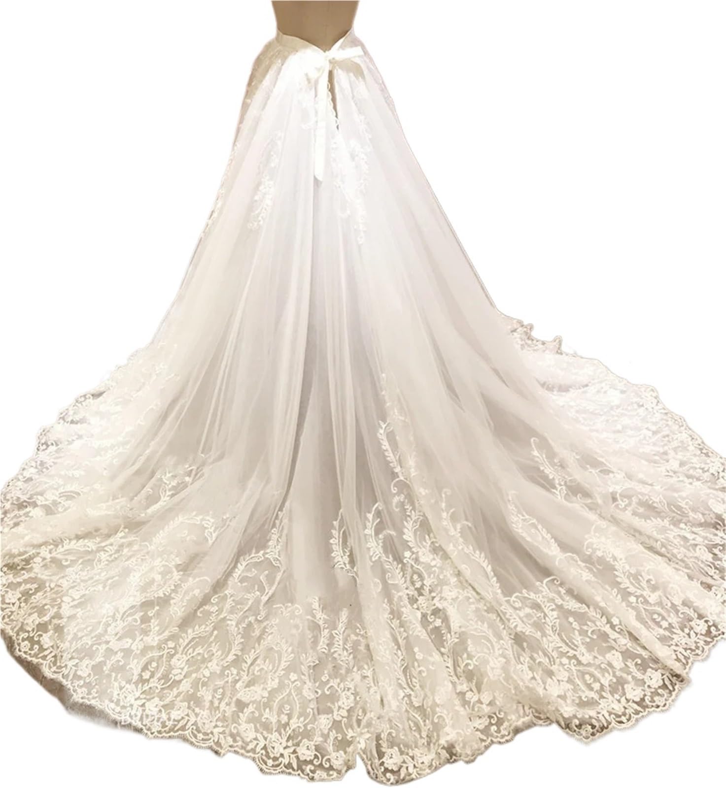 Gonna da Sposa Rimovibile con Strascico Staccabile in Tulle e Pizzo di Lusso, for Abiti da Sposa.(White,4XL)