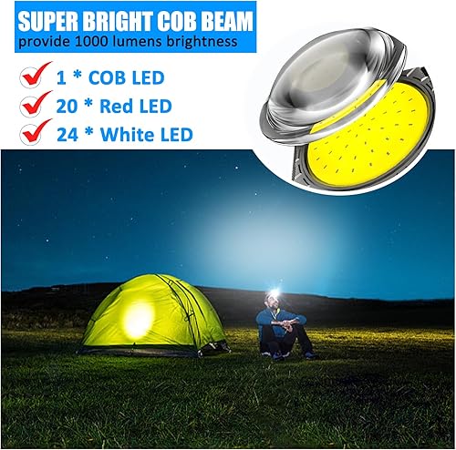 Miniatura 2 de Minsk Linterna frontal recargable, 1000 lúmenes, lámparas LED superbrillantes para exteriores, recargable, IPX4, impermeable, para caminar por la