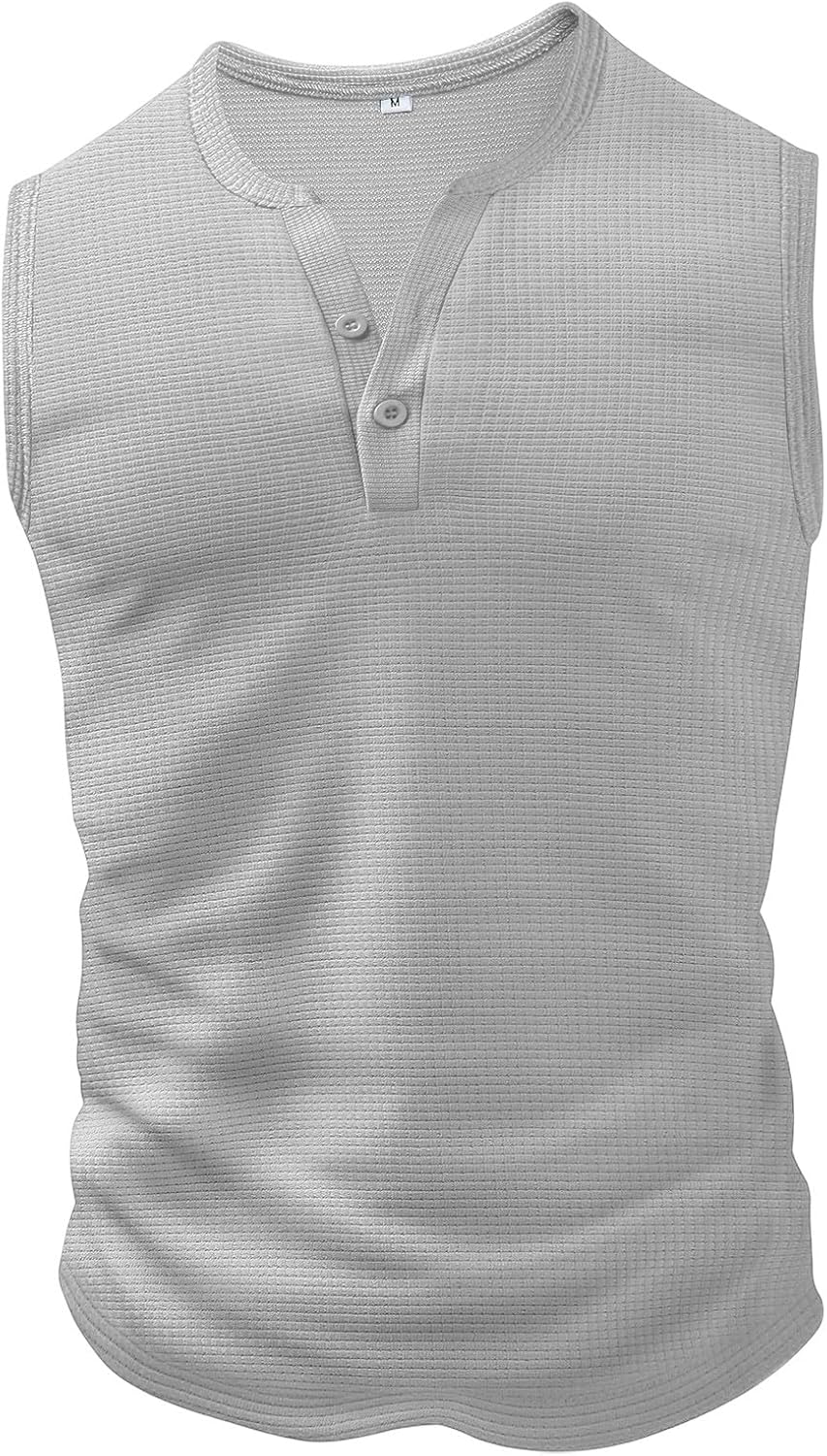 Waffle Sleeveless Shirts for Men Plain Henley Shirt Summer Sports Tee Button V Neck Top Basic Solid Casual Tank Tops