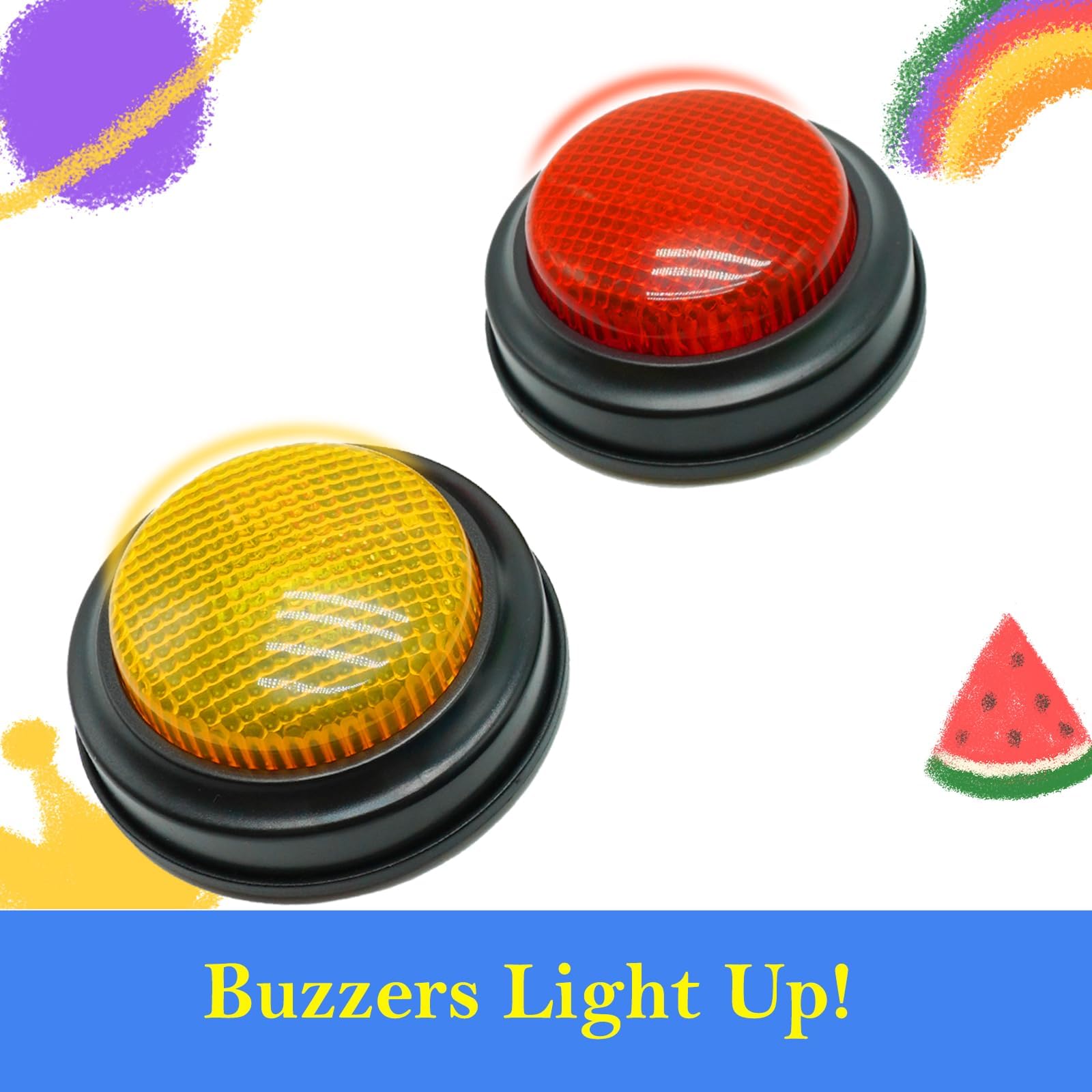 Cicalino Risponde, 2 pezzi Buzzer con Luce e Suono, Cicalini per Game Show Buzzer Giocattoli, Buzzer Button Quiz, Rispondi al Cicalino, per Attività in Classe, Giochi in Famiglia, Competizioni