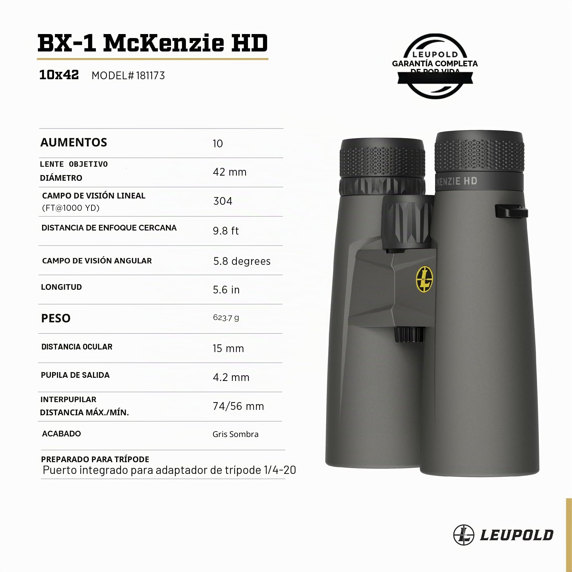 Leupold Bx-1 Mckenzie HD Prismáticos, 10 x 42 mm (181173)