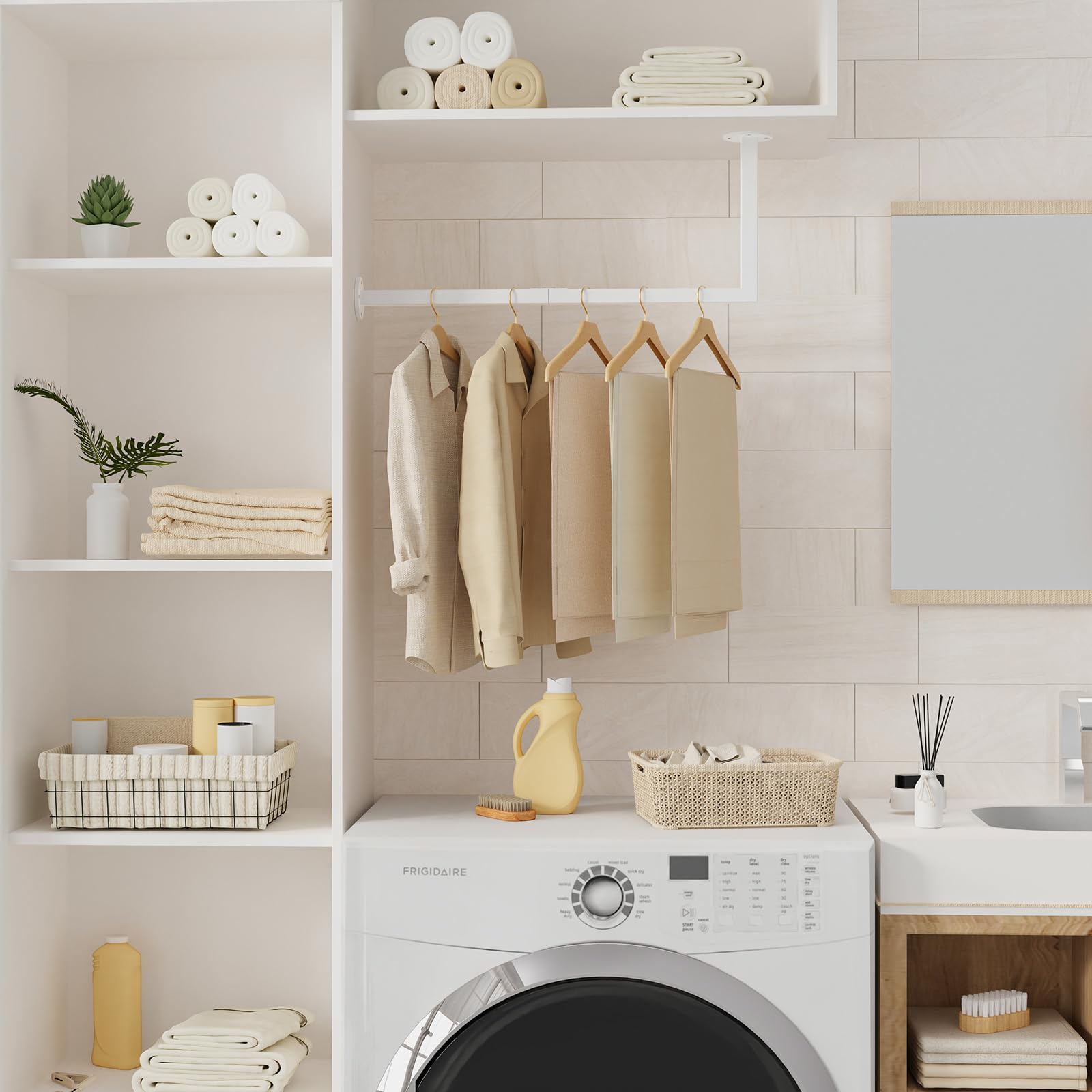 Yawinhe Tringle à Vêtement Mural, Penderie Ouverte Industriel, Ouvert