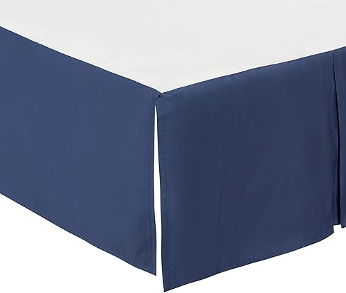 Miniatura 5 de EVERYDAY KIDS Falda plisada azul marino para cuna falda de cama de cuna de 100% algodón natural para bebés niños y niñas volantes para cuna con