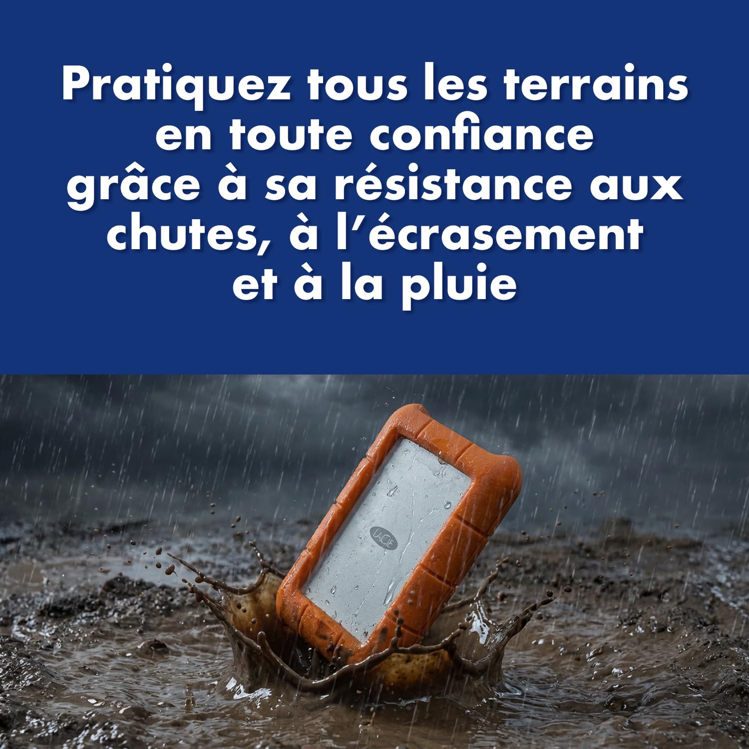 LaCie Rugged USB-C 5 To Disque Dur Externe Portable HDD Résistant aux chutes chocs poussière pluie