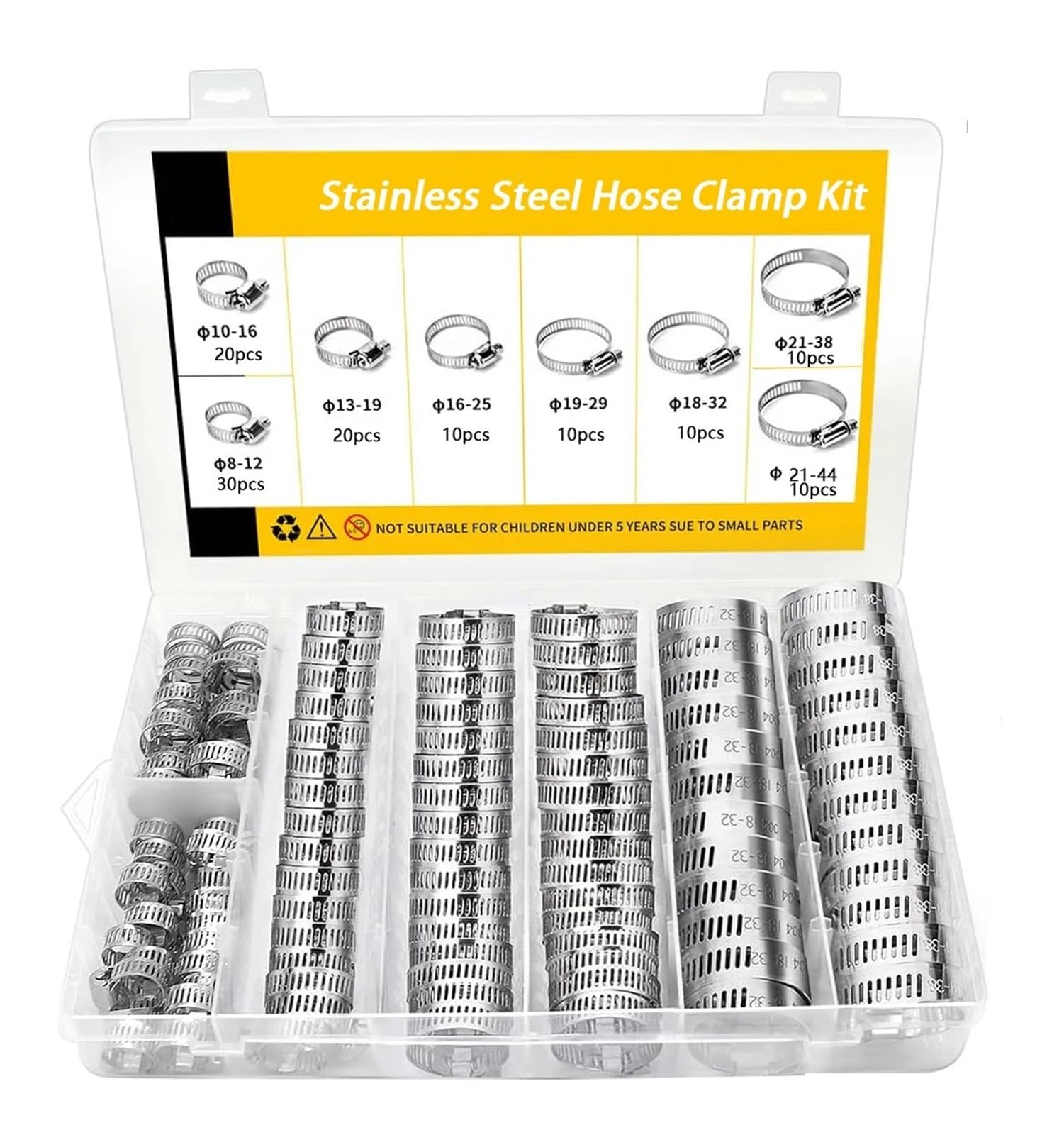 120 szt. 8-44 mm zaciski do rur paliwowych samochodowych ze stali nierdzewnej, opaski zaciskowe ze śrubą, szczypce ślimakowe, narzędzia, łączniki do rur wodociągowych