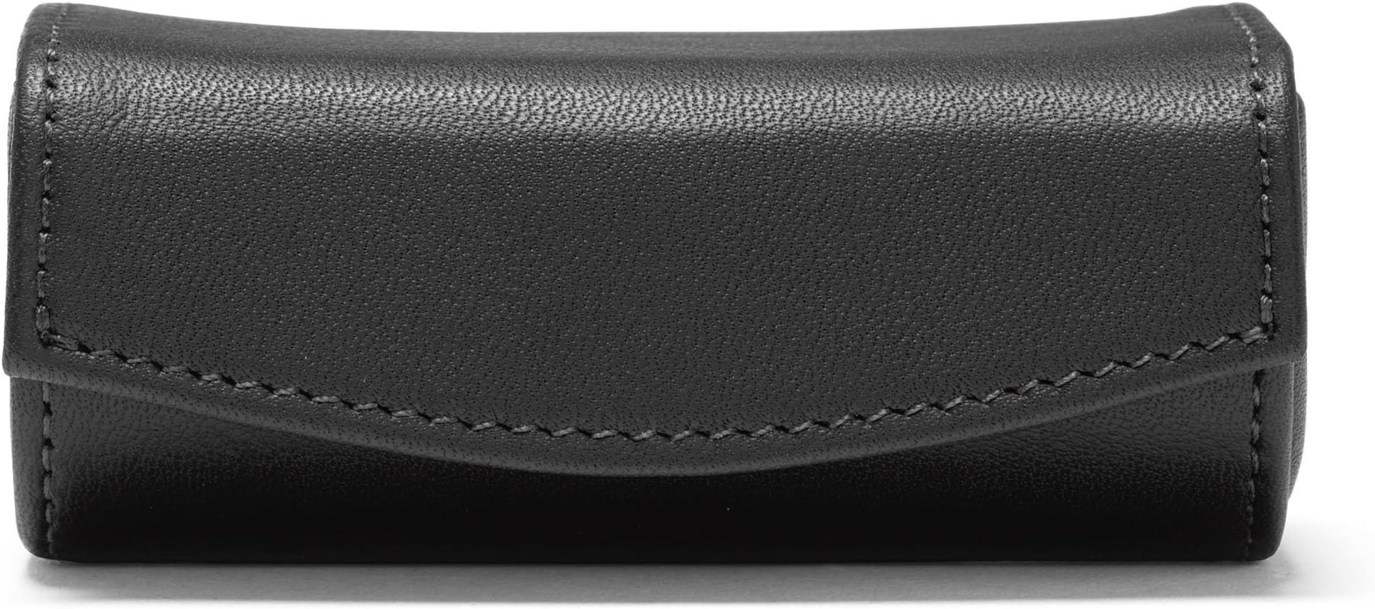 Black Onyx Lipstick Case – Full Grain Leather Lipstick Holder with Mirror & Snap Closure – Compact Travel Makeup Accessory