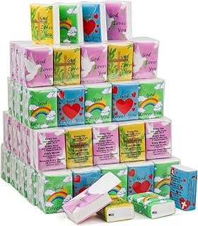 40 Pcs Bible Tissues Travel Size Bulk,3 Ply Mini Pocket Tissues Travel Packs Bulk with Bible Verse 400 Sheet Small Individual Christian Tissue for Church,Homeless Gifts,Wedding(Mixed Color)