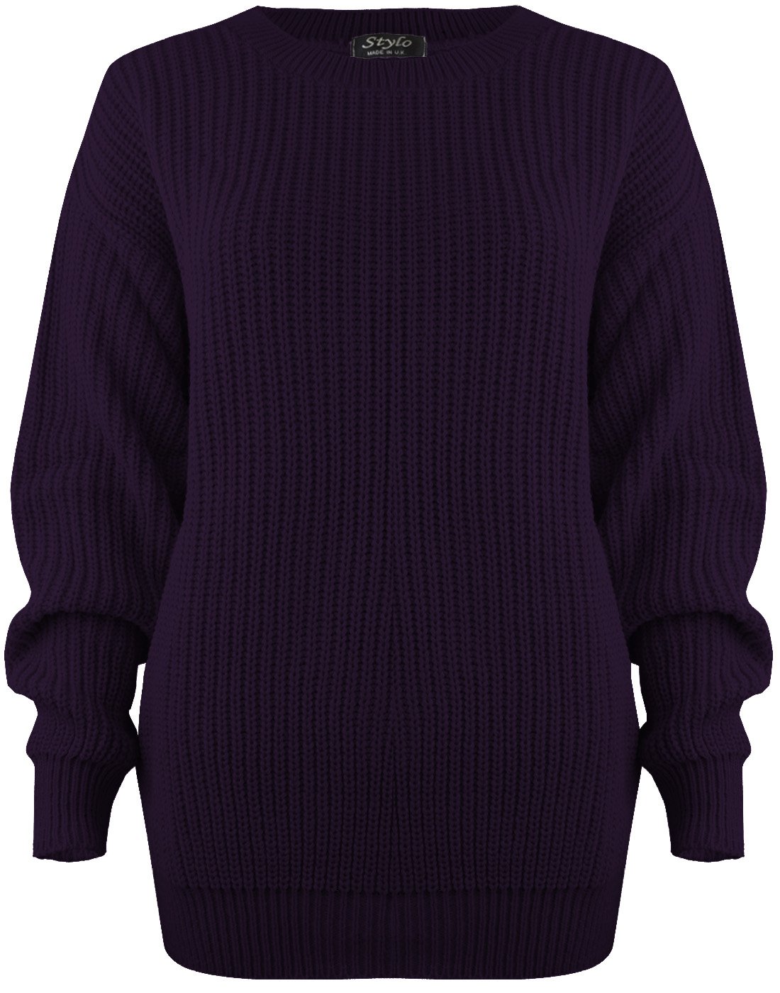 Sa Fashions Women's Purple Sa Fashions® Oversized New Chunky Baggy Jumper Knitted Sweater Thick Top S-Xl 8-18 (Lxl (16-18), )