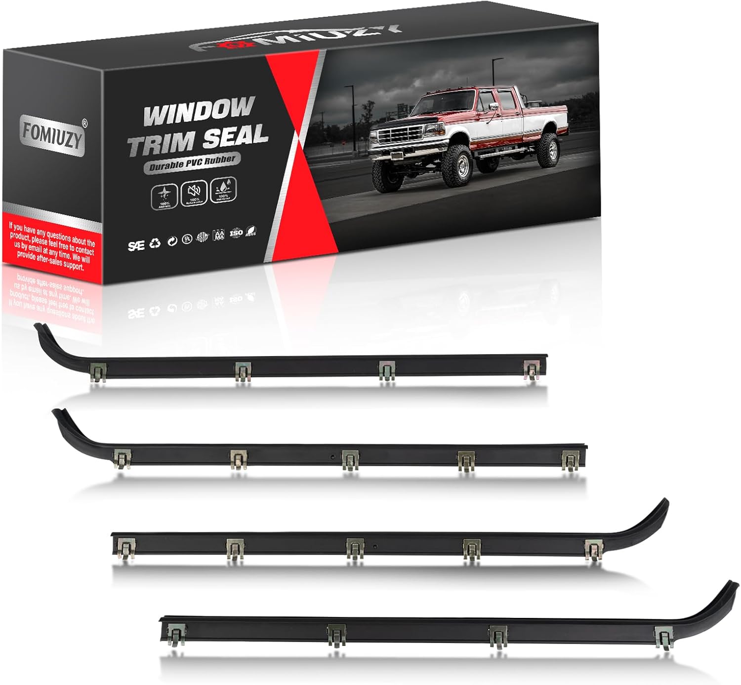 Front Door Window Molding Sweep Felt Trim Seal Weather Stripping Kit Fit for Ford F150 F-150 F250 F350 Bronco 1987-1997 Replaces E7TZ1521452A E7TZ1521453A F2TZ1521456A F2TZ1521457A(4Pcs)