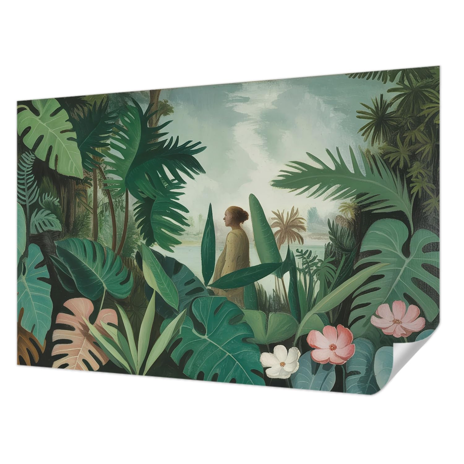 Tapisserie murale autocollante pour salon ambiance jungle exotique