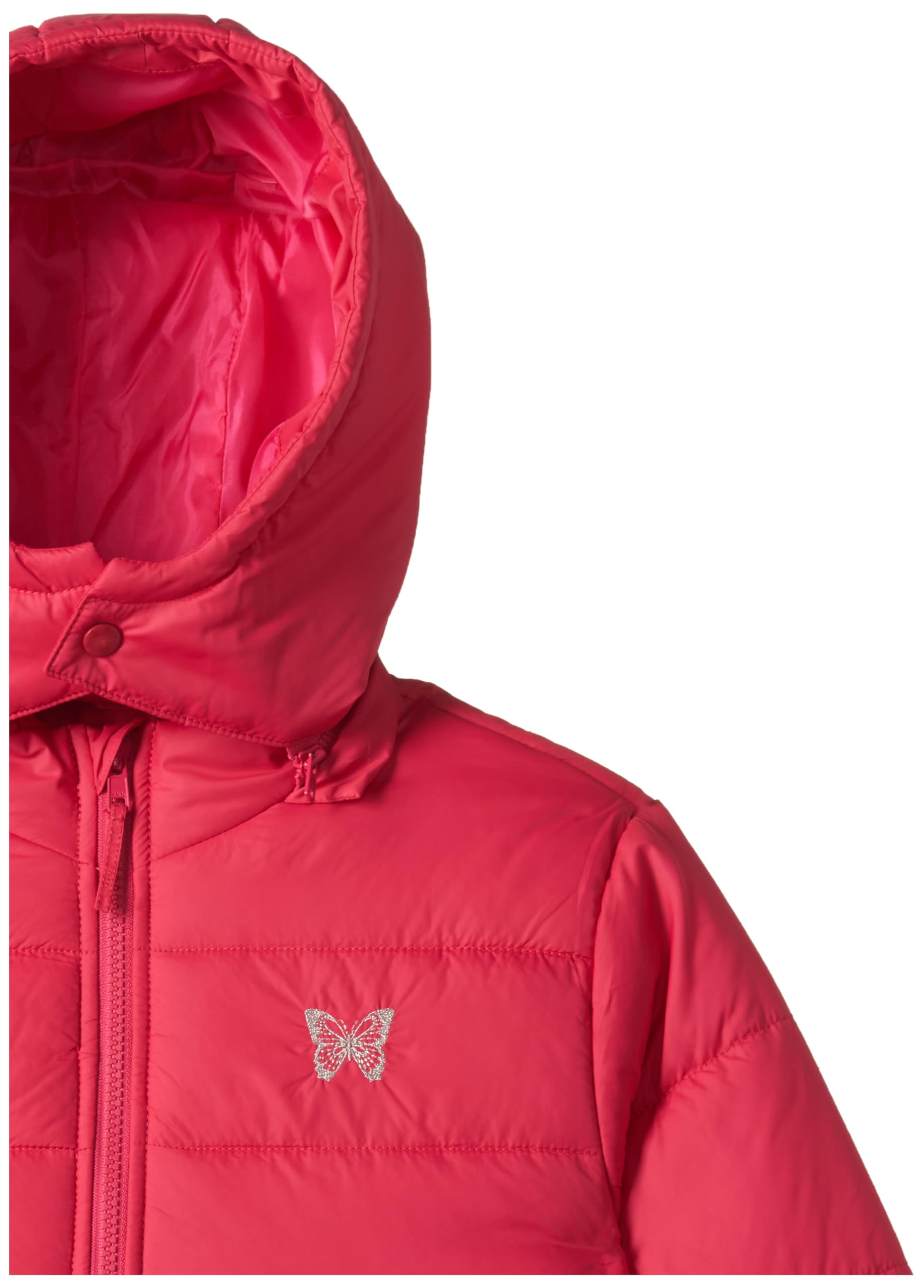 Amazon Brand - Jam & Honey Polyester Girls Quilted Winter Standard Length Jacket with Detachable Hood | Age 2-12 Years, Red - Image 4 thumbnail