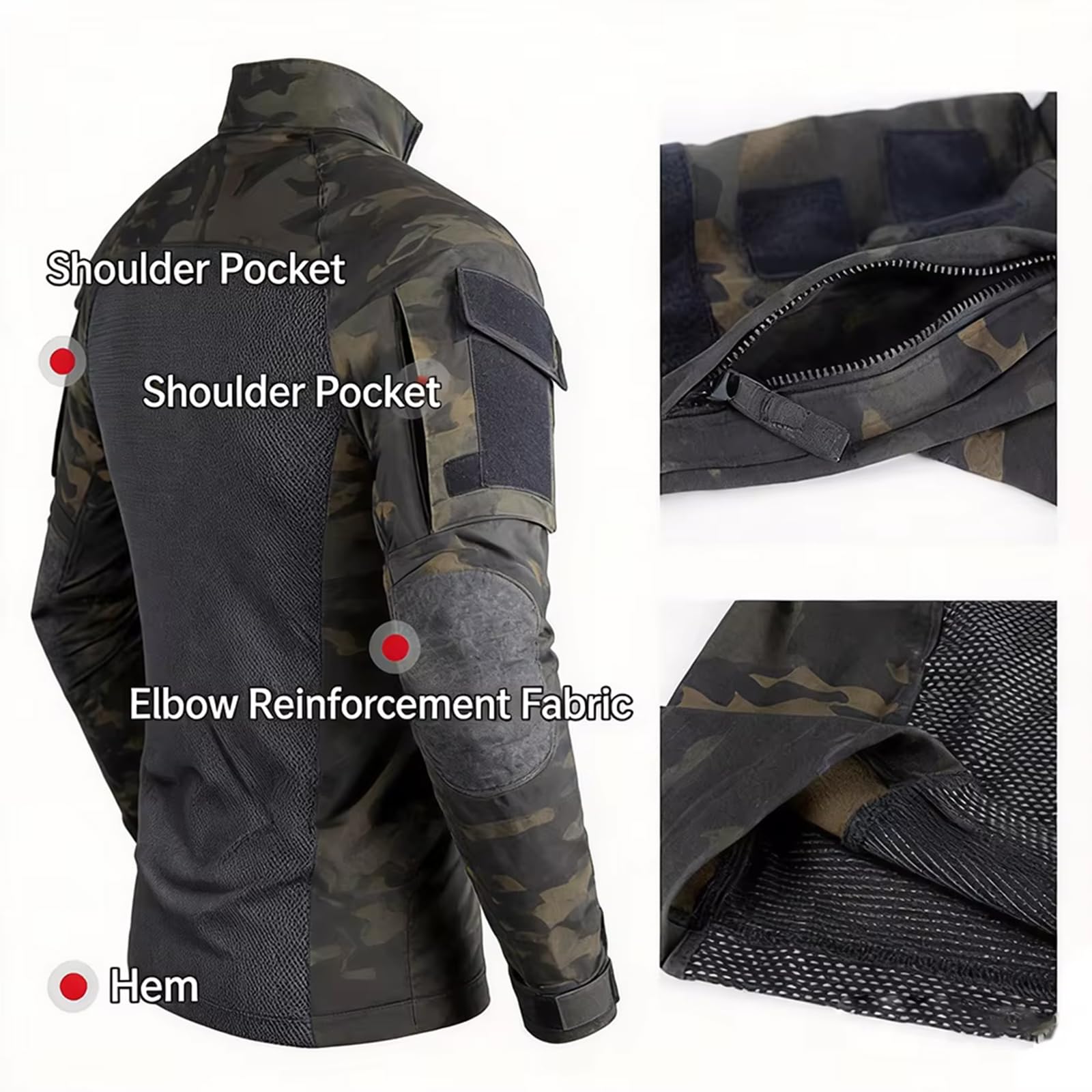 Conjunto de camisa y pantalones tácticos para hombre, uniforme de manga larga con cremallera de 1/4, para senderismo, trabajo al aire libre