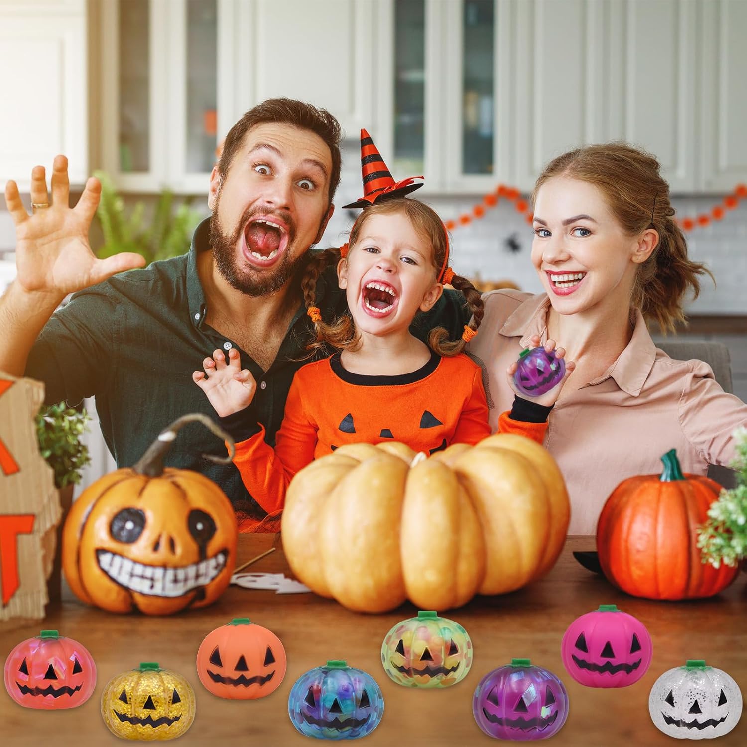 8 Pack Halloween Pumpkins Squeeze Toys Stress Balls Squishy Toy for Halloween Party Favors Halloween Treat Bags Gifts