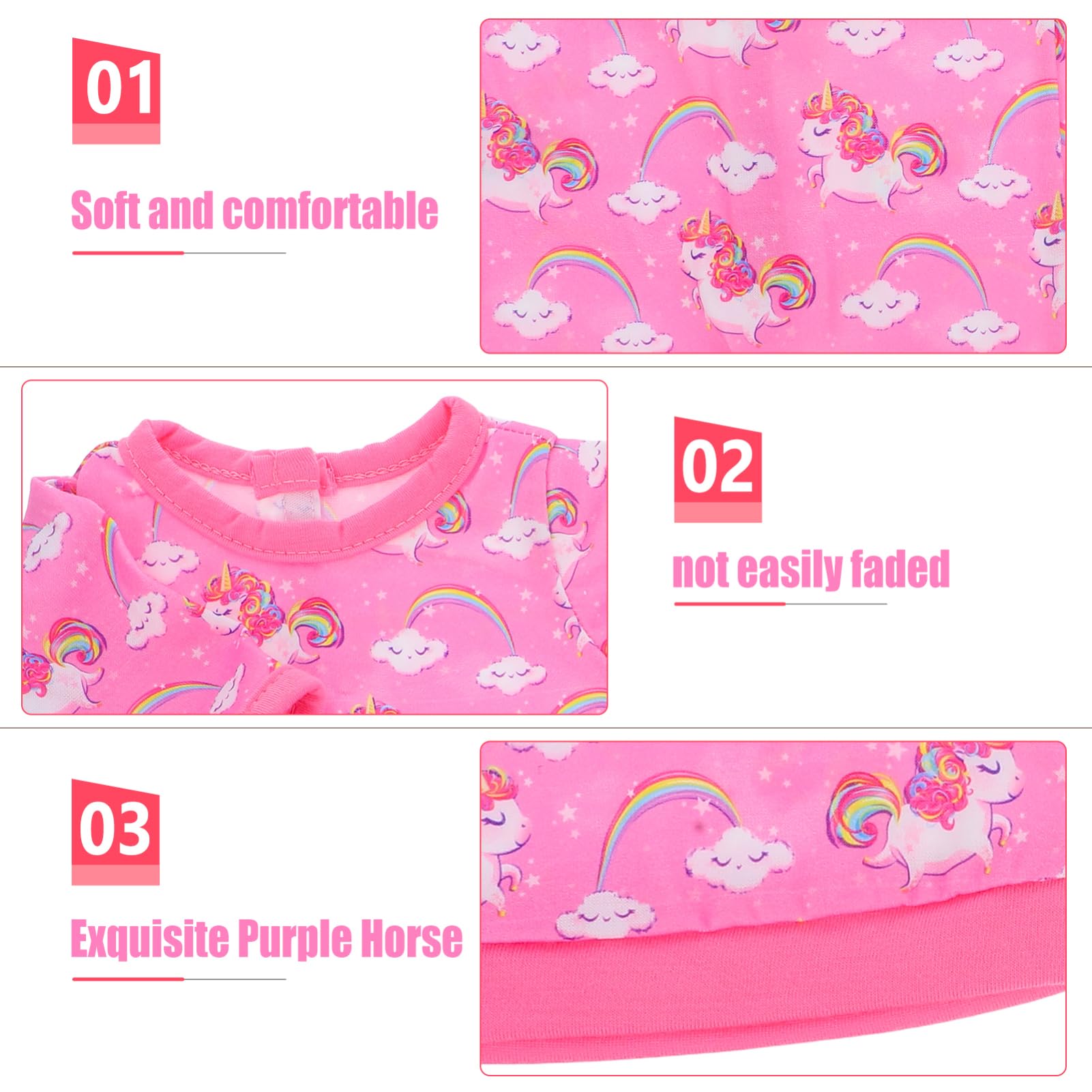 Baby Doll Clothes Accessories 18 Inch 43 cm Overalls Sweet for New Born Baby Dolls Reborn Clothing Girls Accessories Unicorn Pattern Romper Hat Dress up Toy for Boys and Girls - Image 3