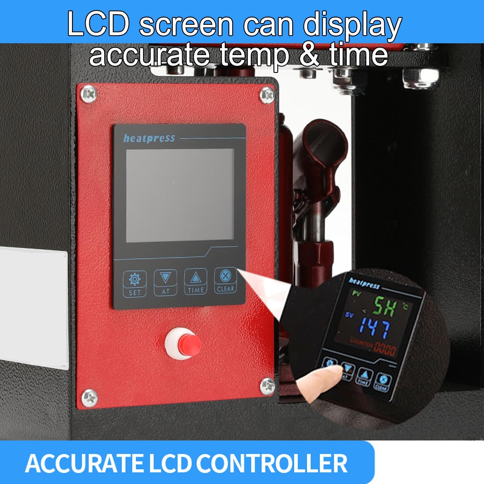 Prensa de calefacción manual, capacidad de 5 toneladas, aleación de aluminio de 600 W, calefacción de placas duales, panel de control digital, eficiencia energética, fácil de operar, para un prensado