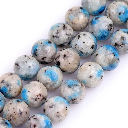 JOE FOREMAN Cuentas de piedra natural azul K2 Azurite de 0.394in para hacer joyas a granel completo 15 "Strand