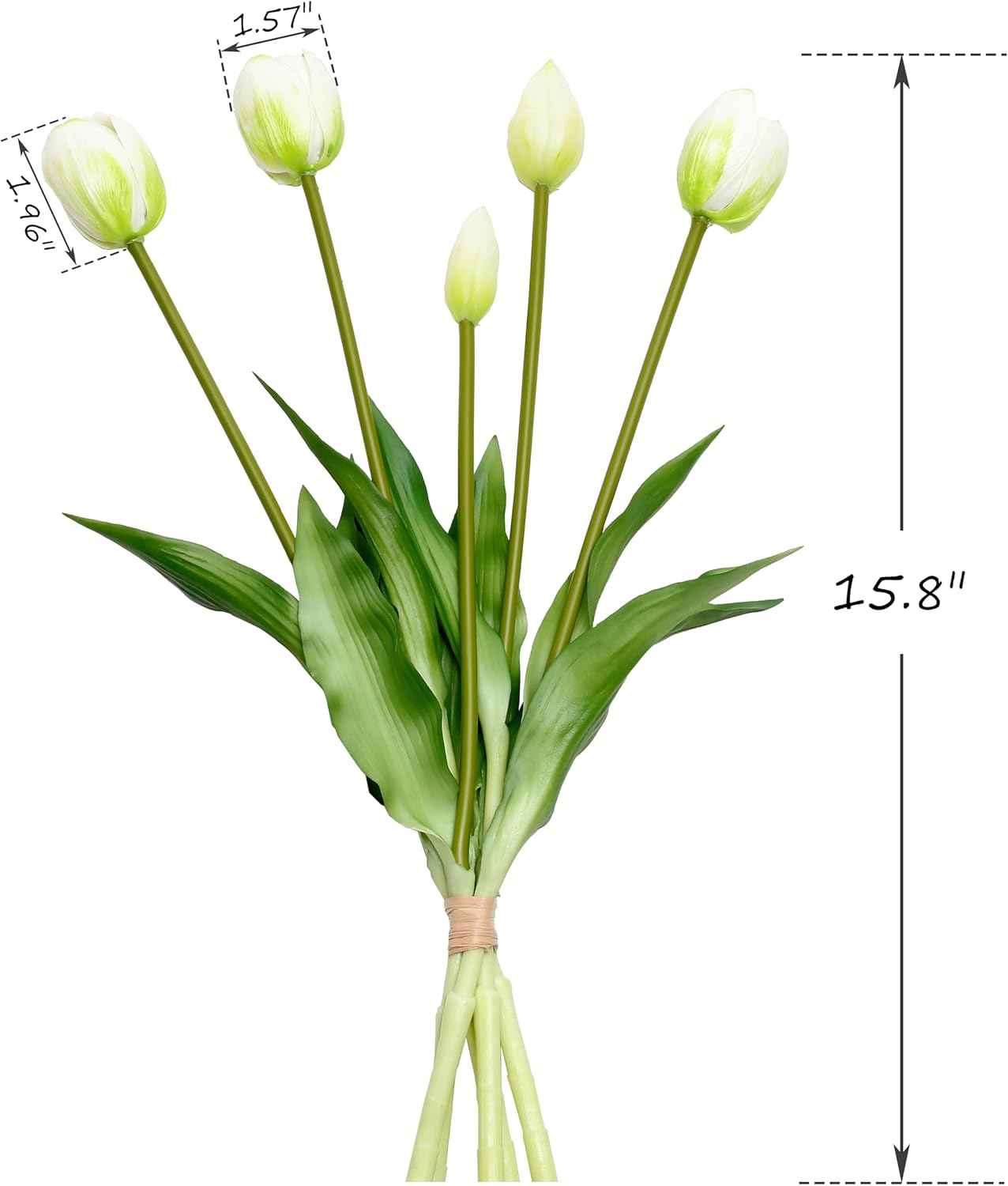 Artificial Tulips Flowers (15pcs, White), Real Touch Latex Bouquet for Home, Wedding, Table Centerpiece and Party Events Decoration, DIY Fake Floral Arrangements (Vase not Included)
