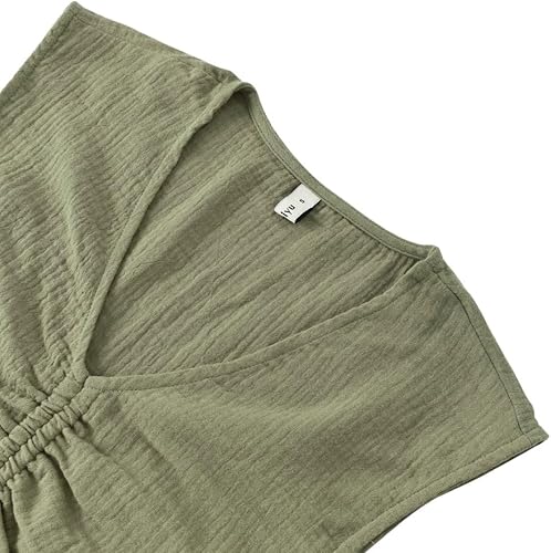 Miniatura 5 de Amazhiyu Conjunto de 2 piezas de gasa de algodón arrugado para mujer, pantalones cortos y tops de verano