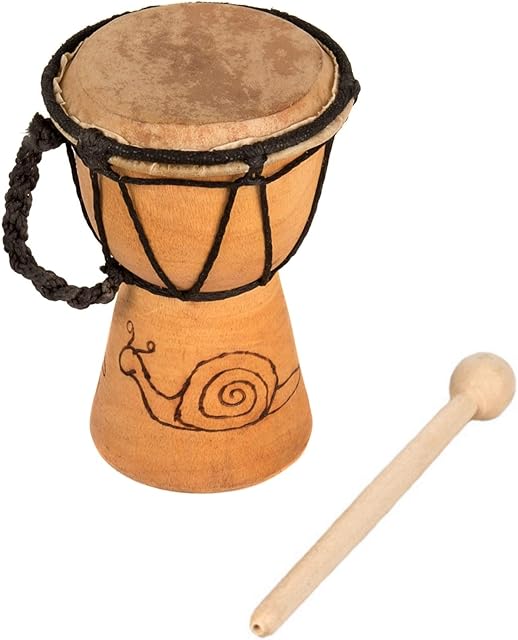 15cm Childrens' African Djembe Drum made with Hand Carved Mahogany - 3" diameter, includes free drum stick