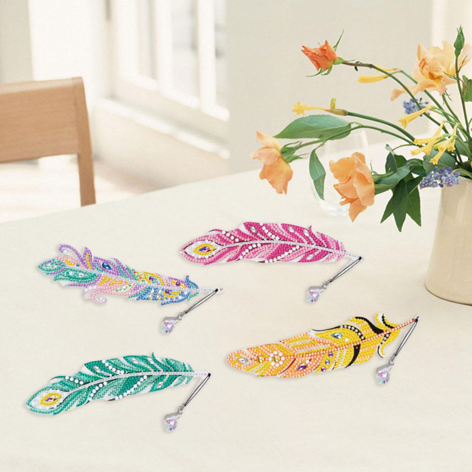 Lymshine Diamond Painting Piume Segnalibri Per Bambini – 12 Segnalibri Per Diamond Painting Set Diamond Painting Bookmark Per Bambini Fai Da Te Per Ragazze 6 7 8 9 10 11 12 Anni