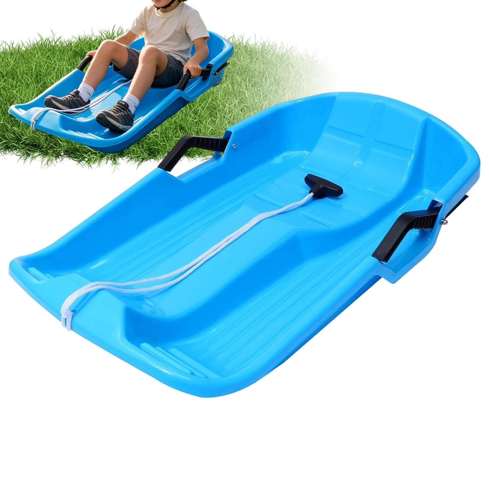 Kinderschlitten Für Schnee 2 Personen Winter Toboggan Outdoor mit Zugseil | rodel Schneerutscher für alle Jahreszeiten Schnee Sand Gras Hänge und Abfahrten Outdoor-Spiel
