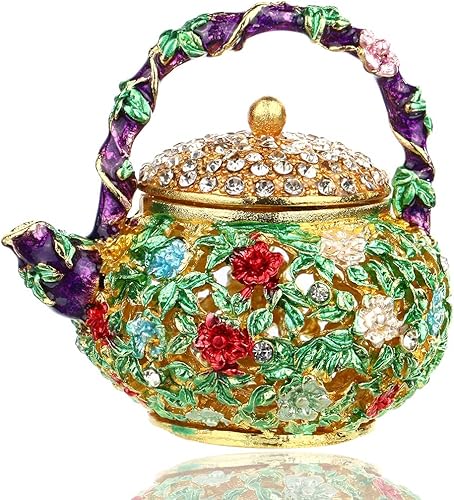 YU FENG Mini tetera con bisagras para niñas soporte de anillo hecho a mano soporte de anillo para decoración de platos tetera