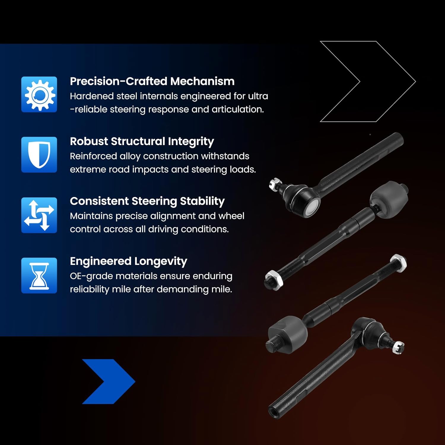 4PCS ES800224 ES800226 Front Inner/Outer Tie Rod Ends Kit Compatible with Honda Odyssey 2005-2009(Excluding Touring Models), 2010 Odyssey All Models