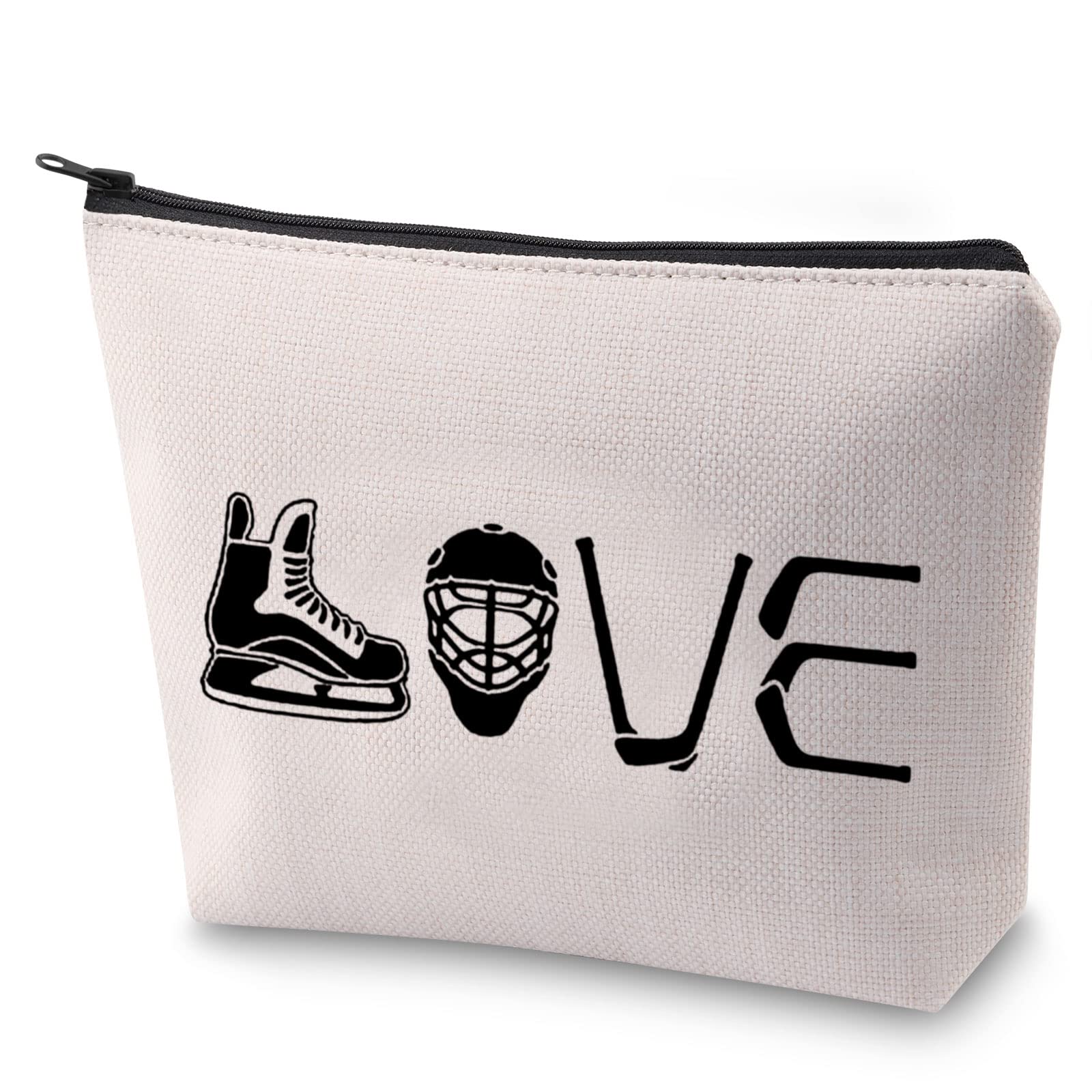 YULUENZE Eishockey Make-up-Tasche – 'Just Love Hockey', Kulturbeutel Für Fans, Wasserabweisend, Mit Reißverschluss