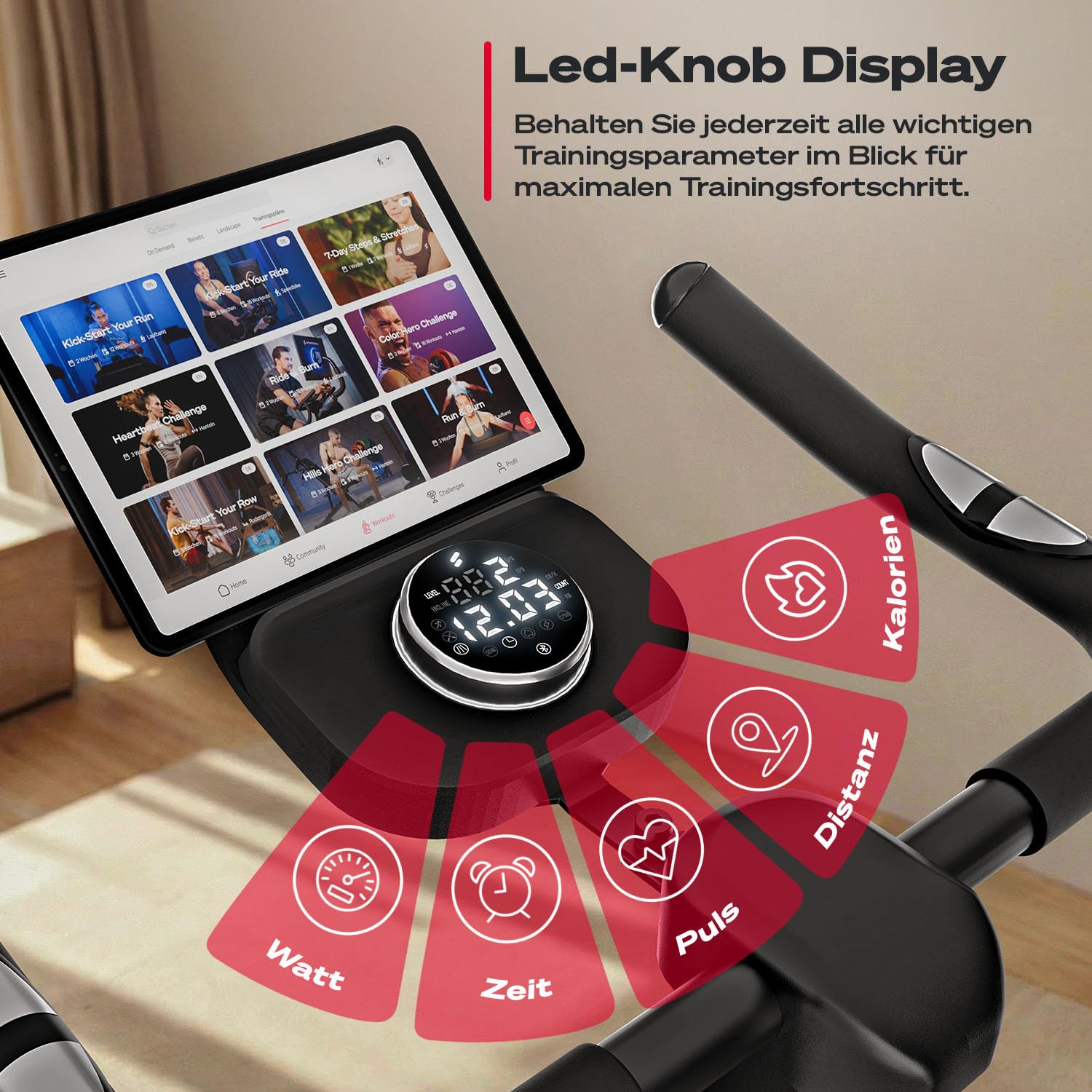 Sportstech Heimtrainer Fahrrad Ergometer SX175 – Hometrainer Fitnessbike mit Magnetwiderstand & App, ultraleise, Indoor Cycling Bike, bis 120 kg, Kardiotraining für Zuhause, Tablet-Halter