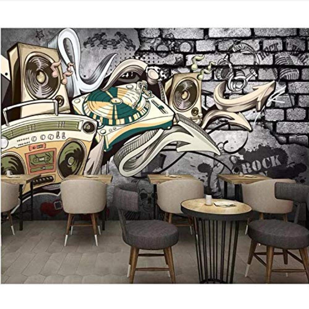 XHXI Photo Wallpaer Mural European Retro Nostalgic Hip Hop Street Graffiti Bar Decor Soggiorno Imitazione Tessuto d Carta da parati fotomurali poster murale Soggiorno camera letto sfondo-300cm×210cm