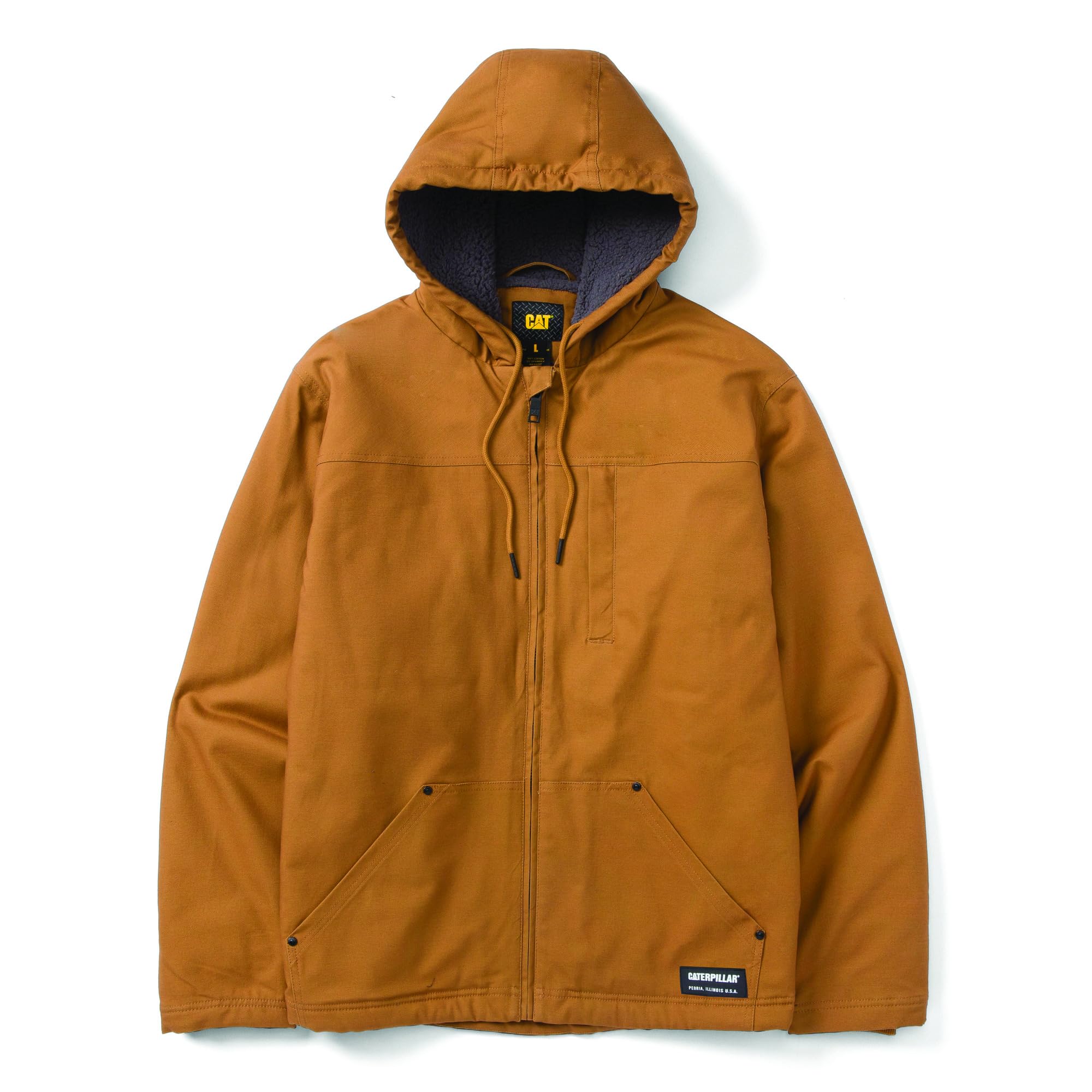Caterpillar Mens Sherpa Lined Hooded Jacket (M) (Bronze)