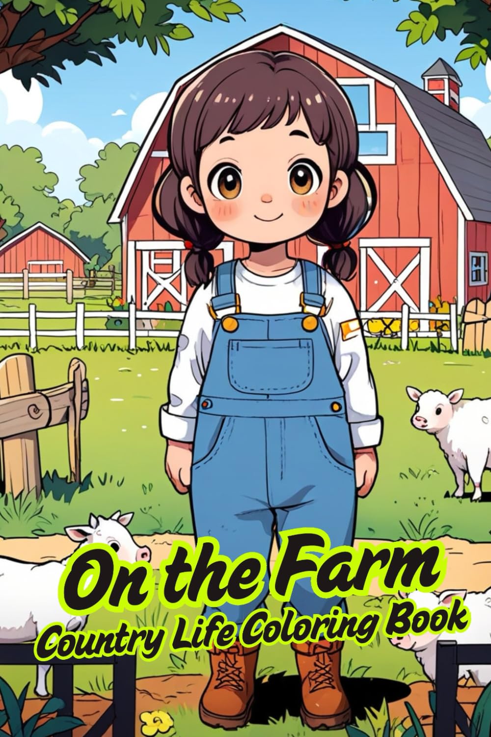 On the Farm – Country Life Coloring Book for Kids & Seniors: Cute Farm Women & Country Scenes | Large Designs | Every Second Page Blank