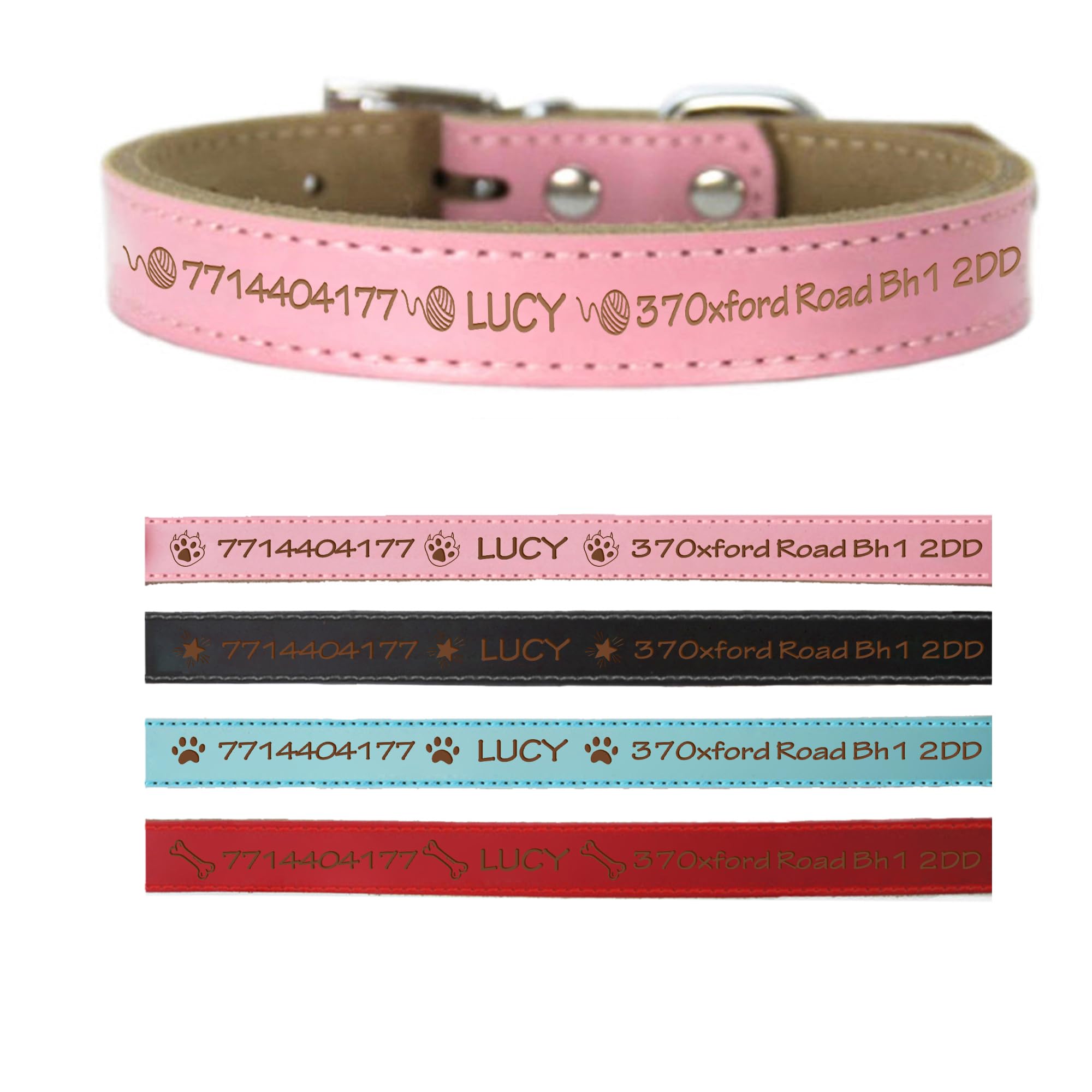 Personalised Dog Collar Small Medium Large Leather Dog Collar Custom Dog Collars Small Dog with Name & Phone Number Engraved Pet ID Tag for Dogs Pet Puppy Furry Friend 4 Colors & 4 Sizes(Pink L)