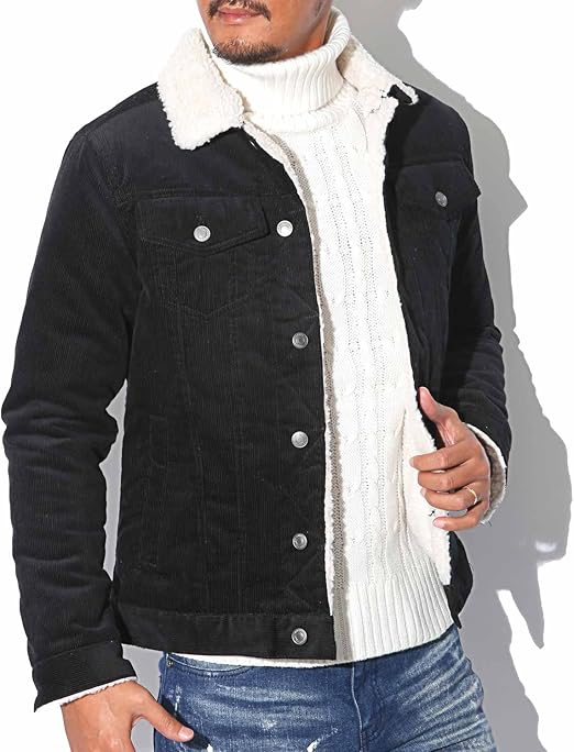 Amazon Lux Style ラグスタイル コーデュロイ ボア Gジャン ジージャン メンズ ジャケット ブラックxl Ll コート ジャケット 通販